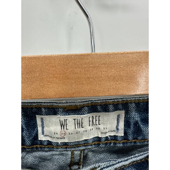 Free People We The Free Denim Tapered Mom jeans Raw Hem Cotton Women Size 25 - Picture 6 of 9